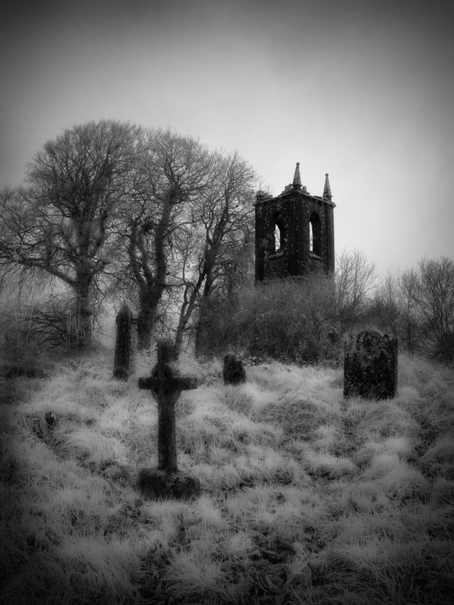 Moyle Abbey Graveyard under a Gibbous Moon